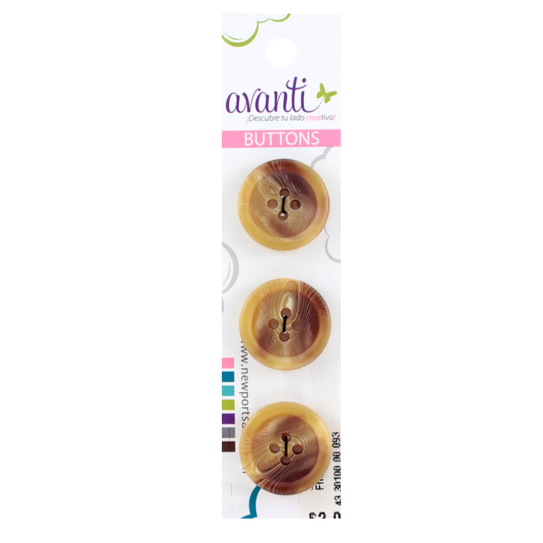 Fine Circular Buttons, Sew-through, 32mm, 4 Holes, Gold Mixed Color, 6-Pack