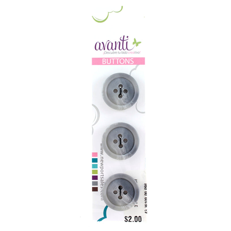Fine Circular Buttons, Sew-through, 32mm, 4 Holes, Light Grey Mixed Color, 6-Pack