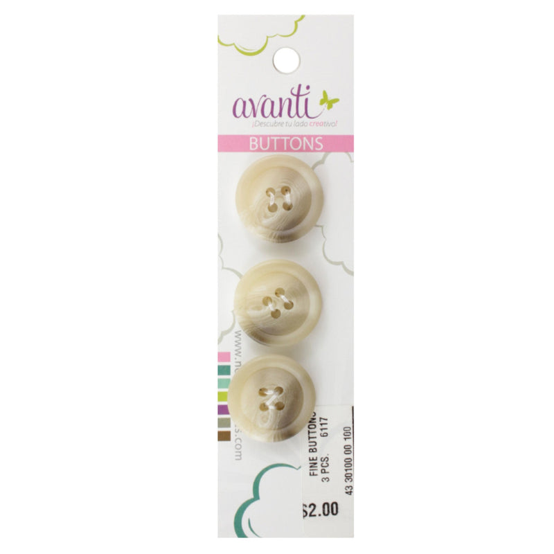 Fine Circular Buttons, Sew-through, 32mm, 4 Holes, Ivory Color, 6-Pack