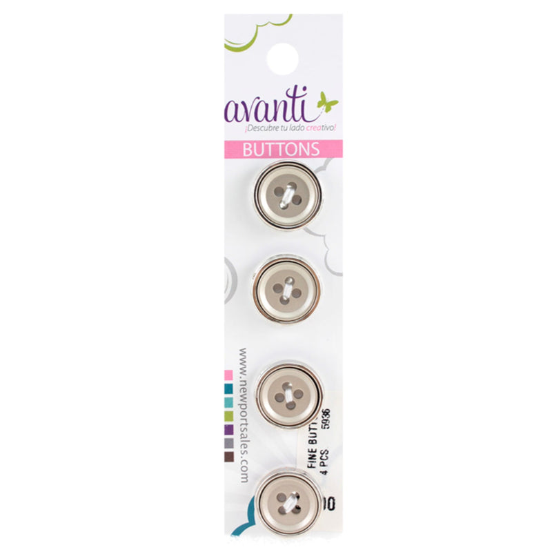 Fine Circular Buttons, Sew-through, 25mm, 4 Holes, Silver Color