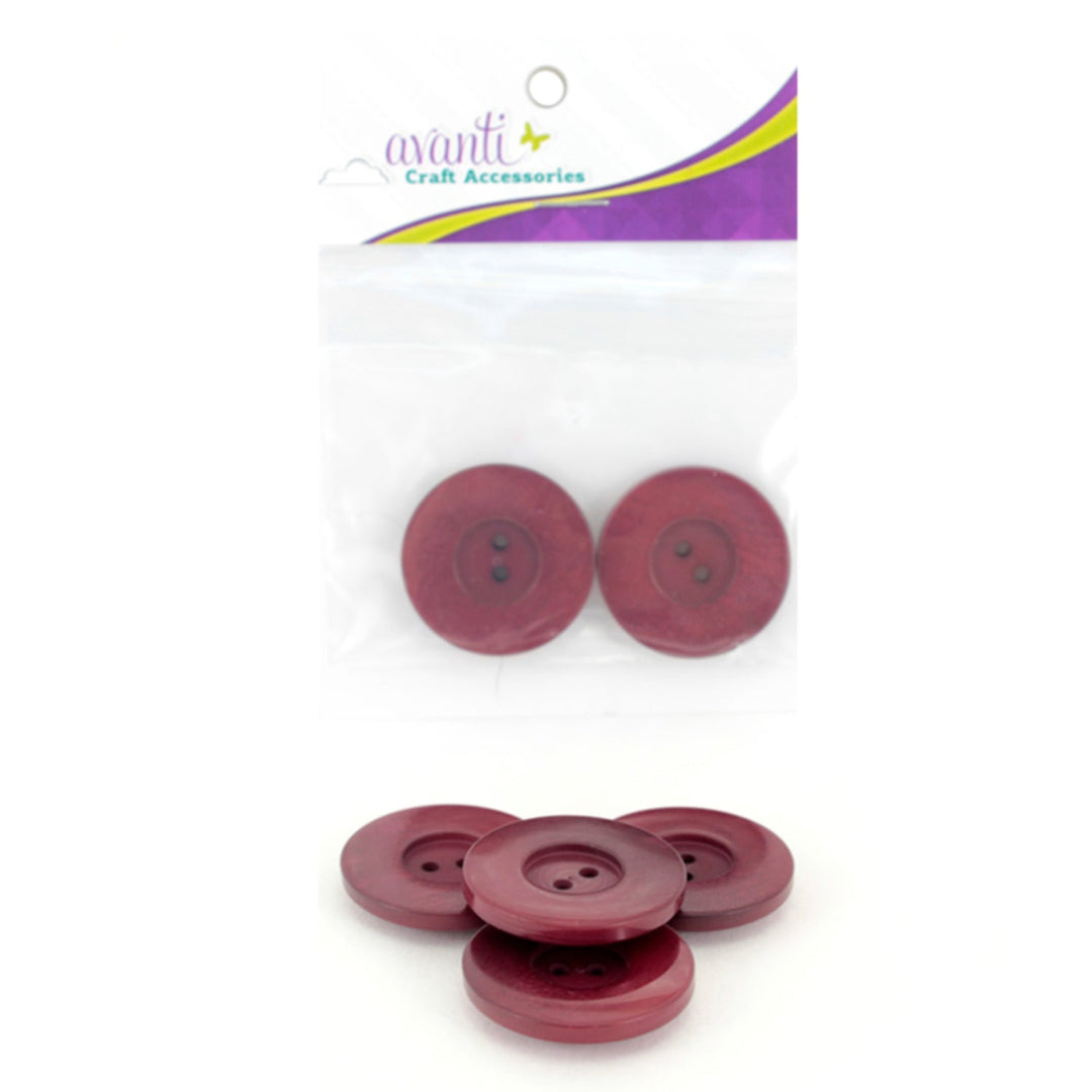 Fine Circular Buttons, Sew-through, 48mm, 2 Holes, Variety of Colors, 6-Pack