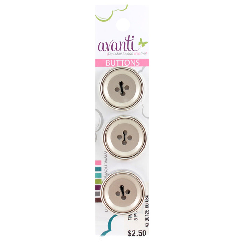 Fine Circular Buttons, Sew-through, 36mm, 4 Holes, Gold Color, 6-Pack