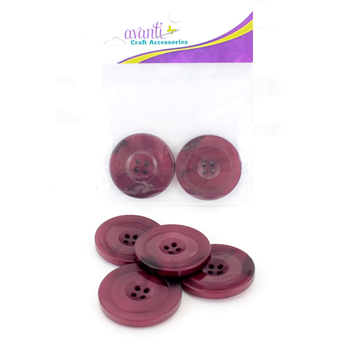 Fine Circular Buttons, Sew-through, 48mm, 2 Holes, Variety of Colors, 6-Pack