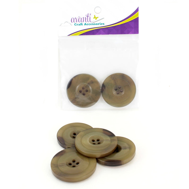 Fine Circular Buttons, Sew-through, 48mm, 2 Holes, Variety of Colors, 6-Pack