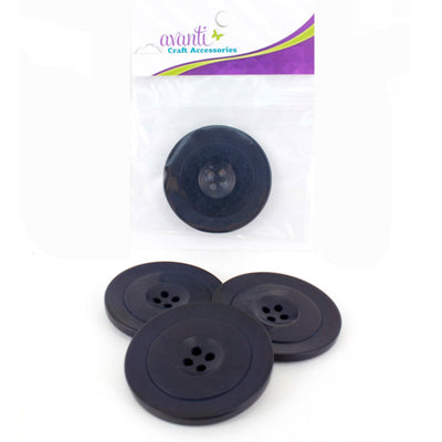 Fine Circular Buttons, Sew-through, 70mm, 4 Holes, Variety of Colors, 6-Pack