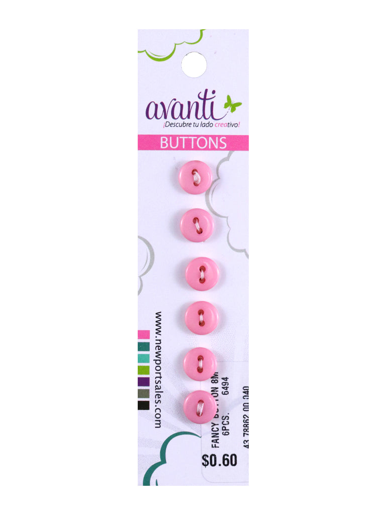 Plastic Circular Buttons, Sew-through, Color Variety, 9mm, 2 Holes, 12-Pack