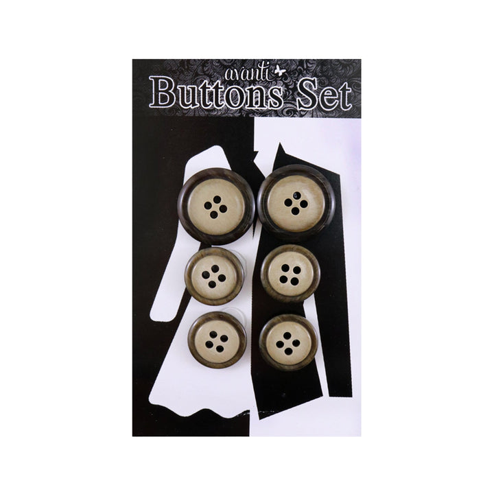 Plastic Circular Buttons Set, Sew-through, 2pcs x 36mm and 4pcs x 28mm, 6 Pieces