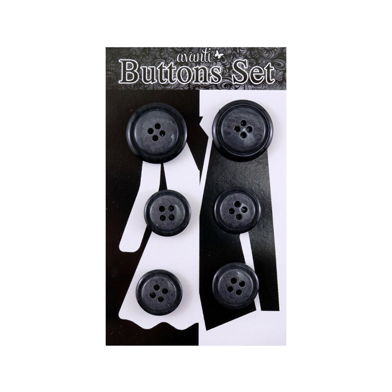 Plastic Circular Buttons Set, Sew-through, 2pcs x 36mm and 4pcs x 28mm, 6 Pieces, 12-Pack