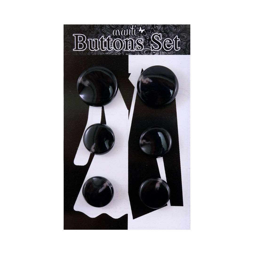 Plastic Circular Shank Buttons Set, 2pcs x 36mm and 4 pcs x 28mm, 6 Pieces, 12-Pack