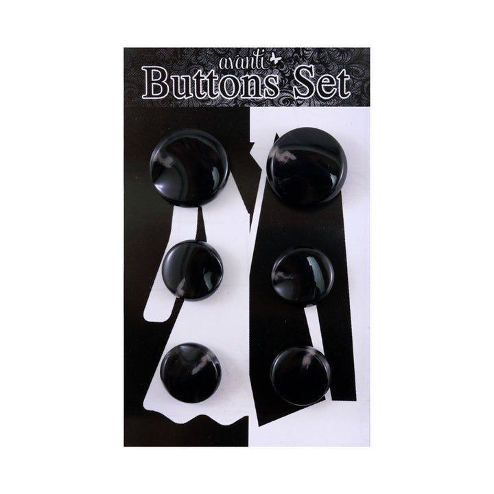 Plastic Circular Shank Buttons Set, 2pcs x 36mm and 4 pcs x 28mm, 6 Pieces, 12-Pack