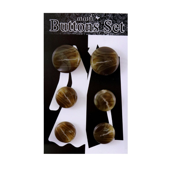 Plastic Circular Shank Buttons Set, 2pcs x 36mm and 4 pcs x 28mm, 6 Pieces, 12-Pack