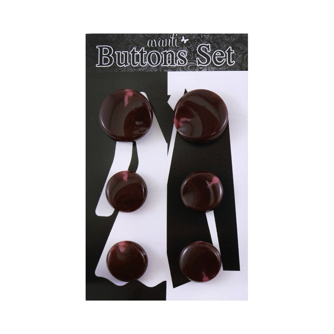 Plastic Circular Shank Buttons Set, 2pcs x 36mm and 4 pcs x 28mm, 6 Pieces, 12-Pack