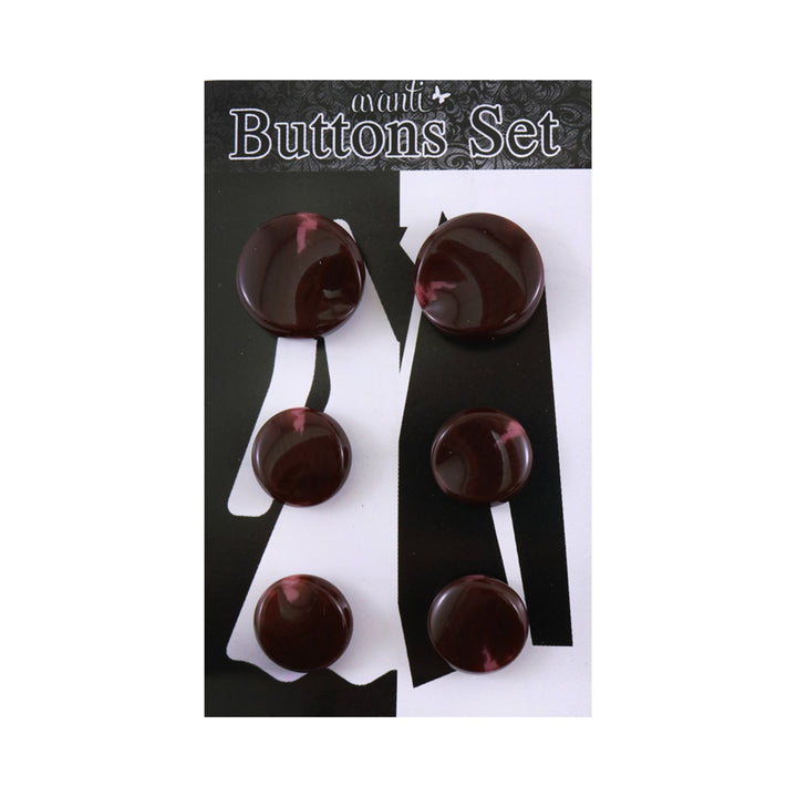 Plastic Circular Shank Buttons Set, 2pcs x 36mm and 4 pcs x 28mm, 6 Pieces, 12-Pack