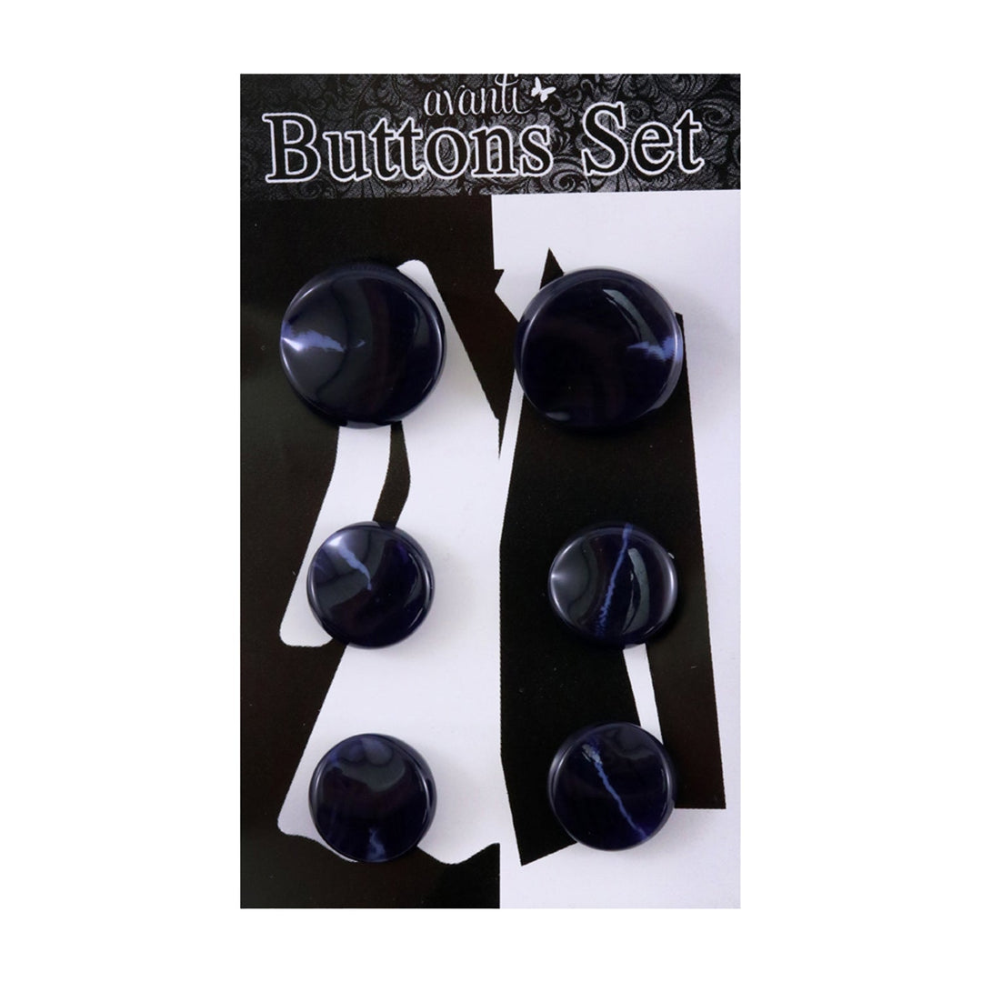 Plastic Circular Shank Buttons Set, 2pcs x 36mm and 4 pcs x 28mm, 6 Pieces, 12-Pack