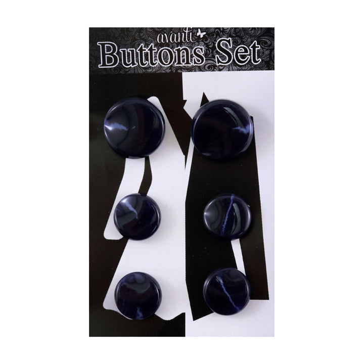 Plastic Circular Shank Buttons Set, 2pcs x 36mm and 4 pcs x 28mm, 6 Pieces, 12-Pack