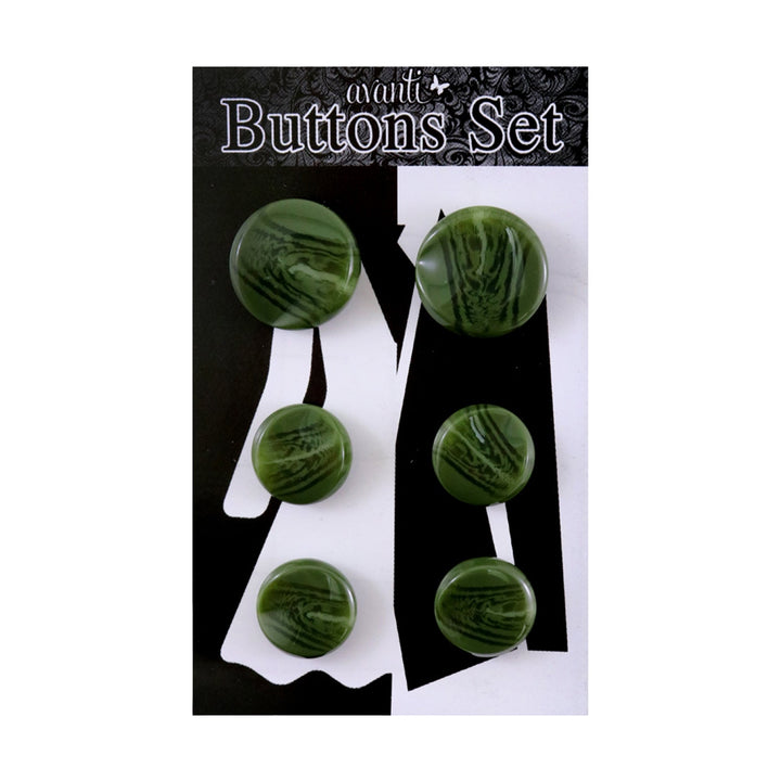 Plastic Circular Shank Buttons Set, 2pcs x 36mm and 4 pcs x 28mm, 6 Pieces