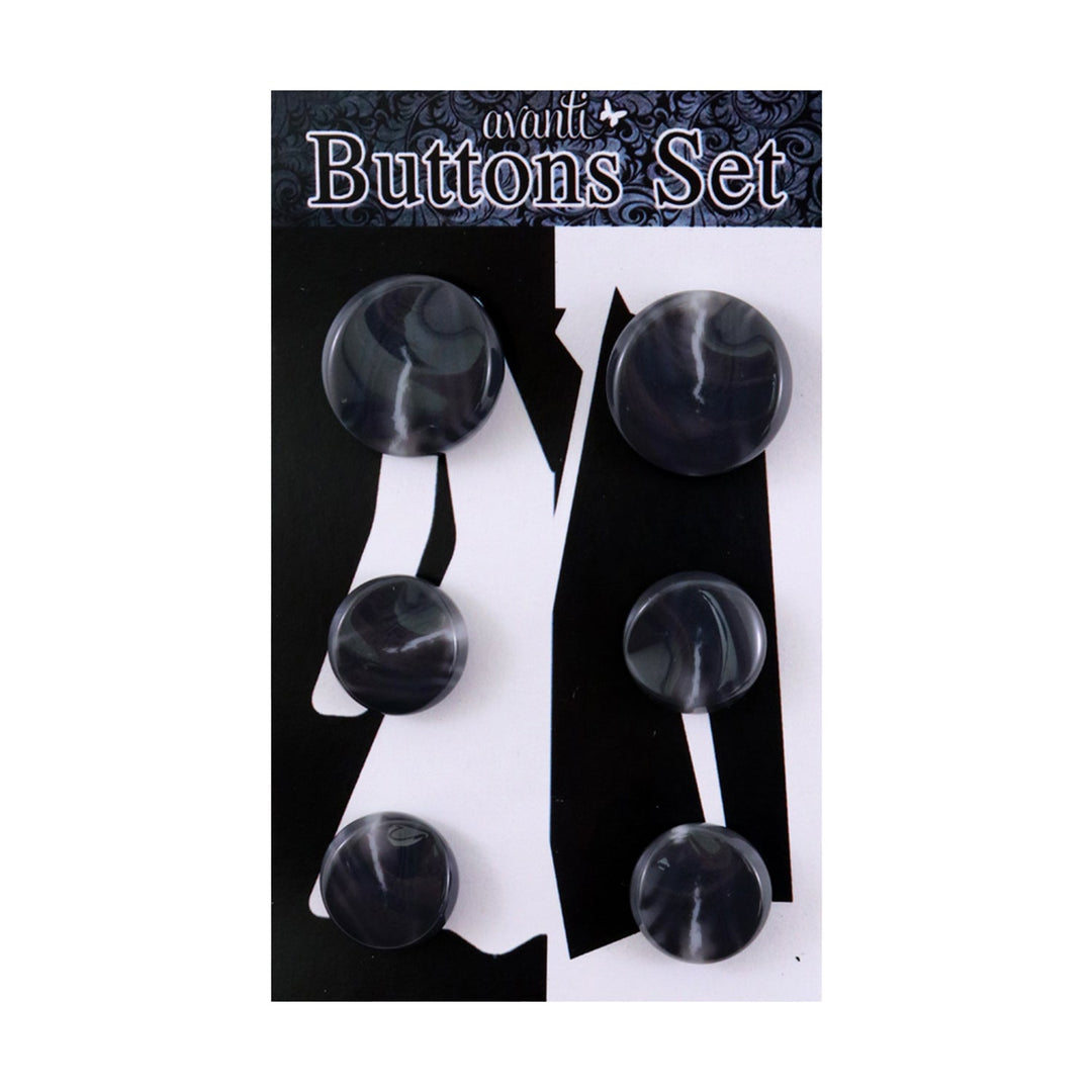 Plastic Circular Shank Buttons Set, 2pcs x 36mm and 4 pcs x 28mm, 6 Pieces, 12-Pack