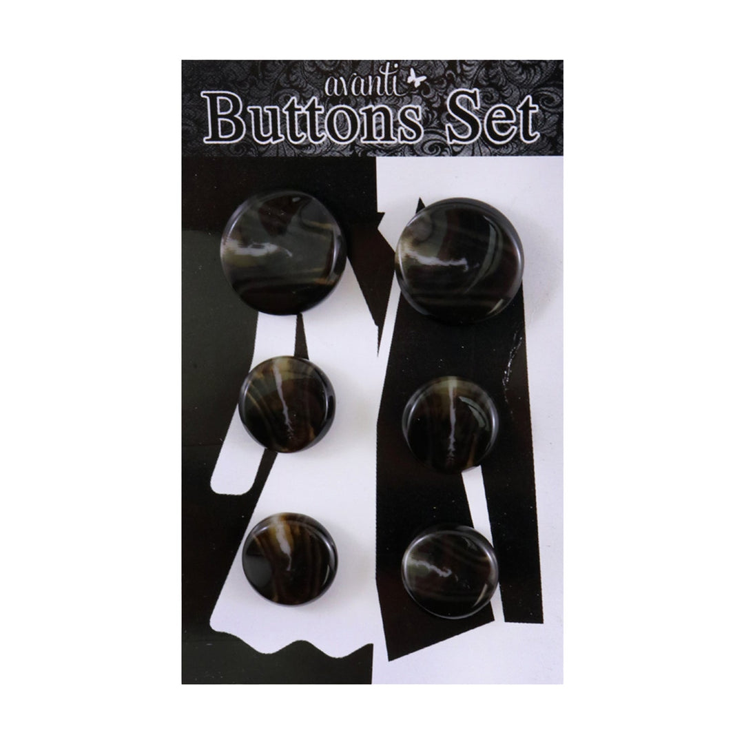 Plastic Circular Shank Buttons Set, 2pcs x 36mm and 4 pcs x 28mm, 6 Pieces, 12-Pack