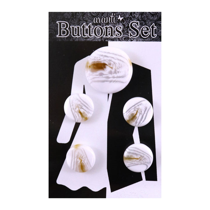 Plastic Circular Buttons Set with Shank, 4pcs x 28mm and 1pc x 44mm, Color Variety,  5 pcs