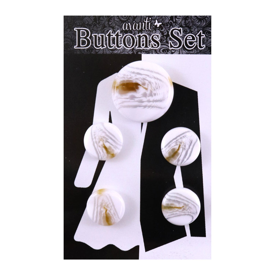 Plastic Circular Buttons Set with Shank, 4pcs x 28mm and 1pc x 44mm, Color Variety,  5 pcs, 12-Pack