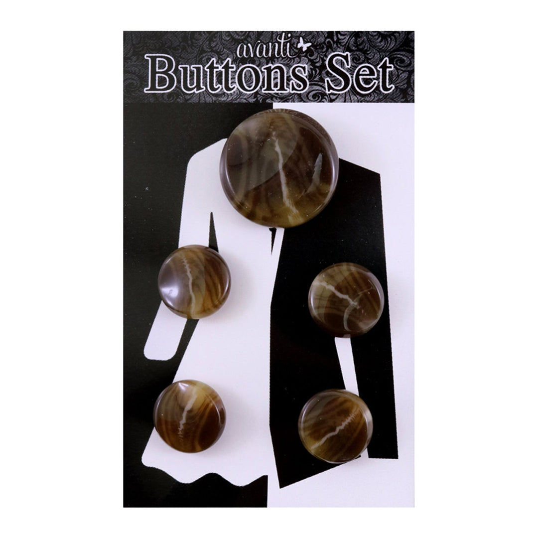 Plastic Circular Buttons Set with Shank, 4pcs x 28mm and 1pc x 44mm, Color Variety,  5 pcs, 12-Pack