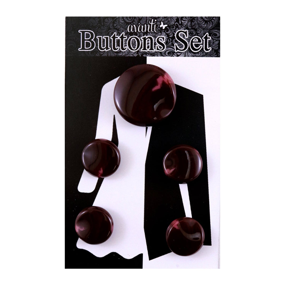 Plastic Circular Buttons Set with Shank, 4pcs x 28mm and 1pc x 44mm, Color Variety,  5 pcs