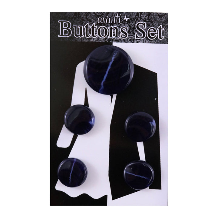 Plastic Circular Buttons Set with Shank, 4pcs x 28mm and 1pc x 44mm, Color Variety,  5 pcs, 12-Pack