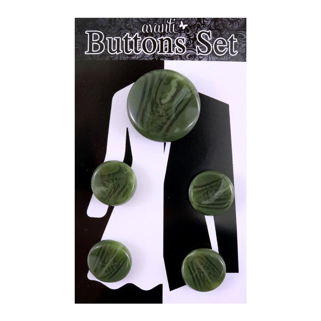 Plastic Circular Buttons Set with Shank, 4pcs x 28mm and 1pc x 44mm, Color Variety,  5 pcs