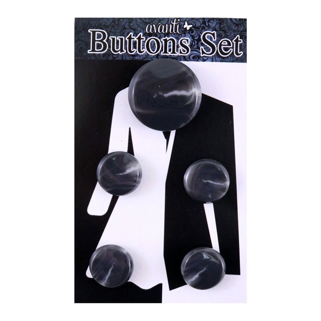 Plastic Circular Buttons Set with Shank, 4pcs x 28mm and 1pc x 44mm, Color Variety,  5 pcs