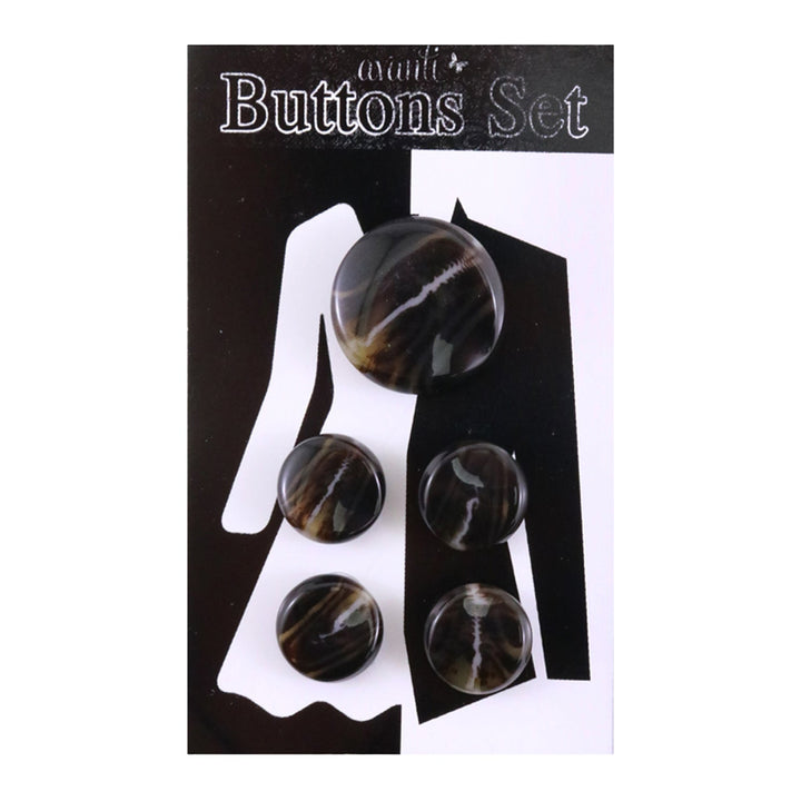 Plastic Circular Buttons Set with Shank, 4pcs x 28mm and 1pc x 44mm, Color Variety,  5 pcs