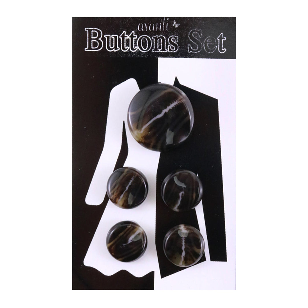 Plastic Circular Buttons Set with Shank, 4pcs x 28mm and 1pc x 44mm, Color Variety,  5 pcs, 12-Pack