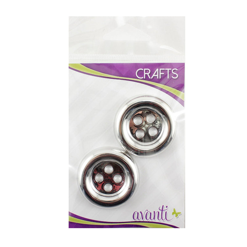 Plastic Round Sew-through Button, Silver Color, 60mm, 4 Holes, 12-Pack
