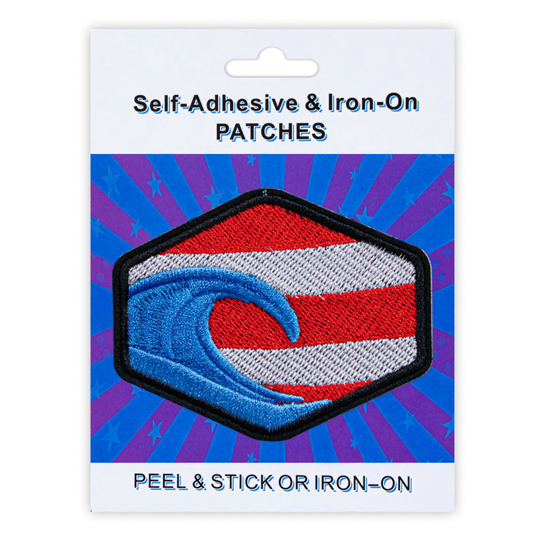Wave Style Peel & Stick, Embroidered Patch, Sew On Iron On Patch Applique