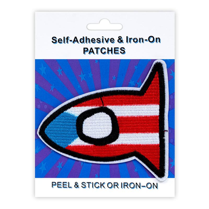 Fish Flag PR Peel & Stick, Embroidered Patch, Sew On Iron On Patch Applique, 12-Pack
