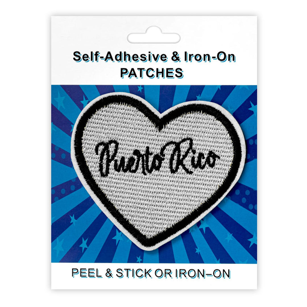 Heart Puerto Rico Style Peel & Stick, Embroidered Patch, Sew On Iron On Patch Applique
