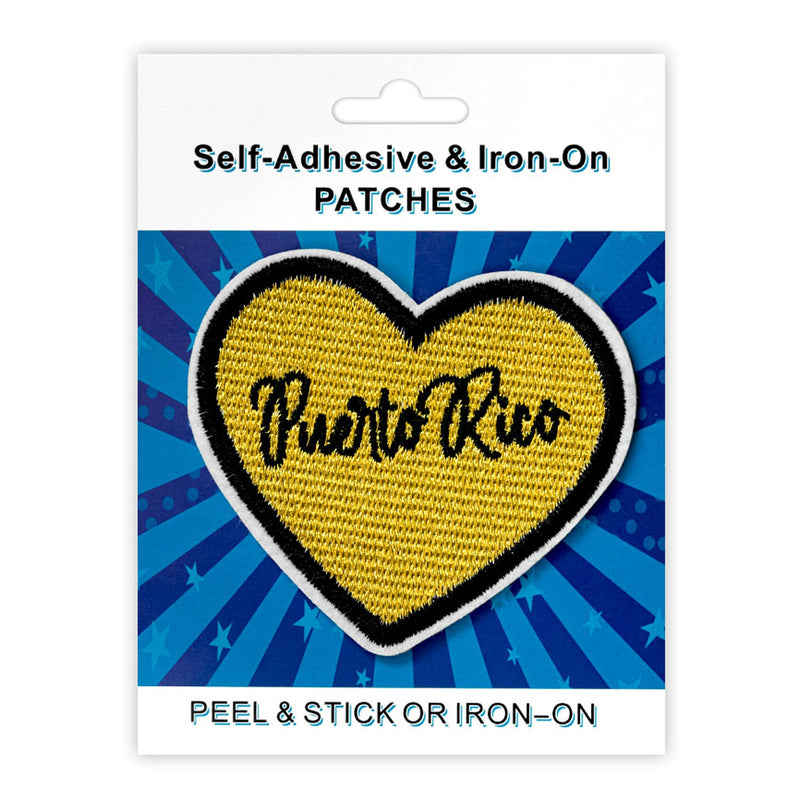 Heart Puerto Rico Style Peel & Stick, Embroidered Patch, Sew On Iron On Patch Applique, 12-Pack