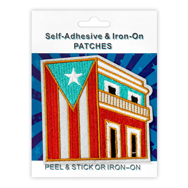 San Juan Puerto Rico Flag Style Peel & Stick, Embroidered Patch, Sew On Iron On Patch Applique, 12-Pack