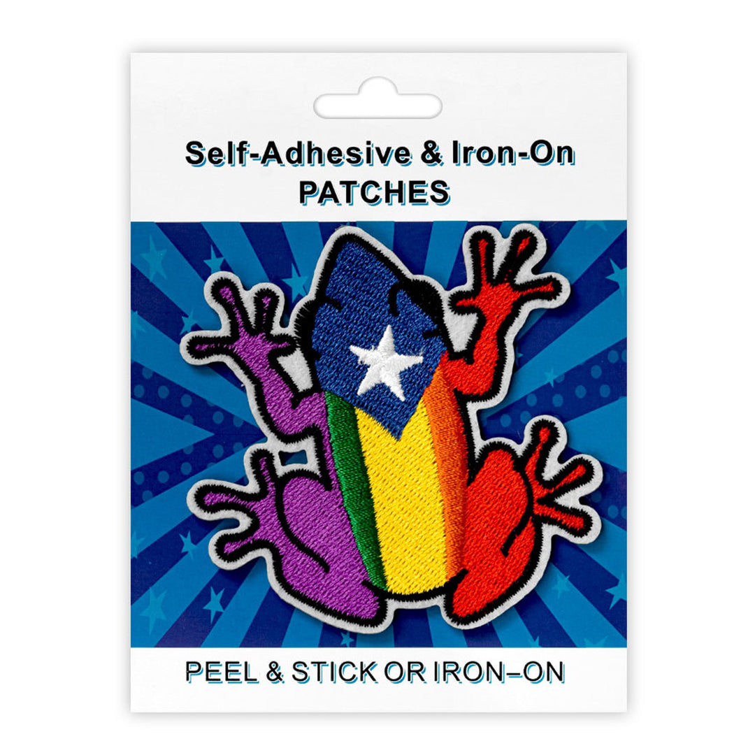 Coquí Style Peel & Stick, Embroidered Patch, Sew On Iron On Patch Applique