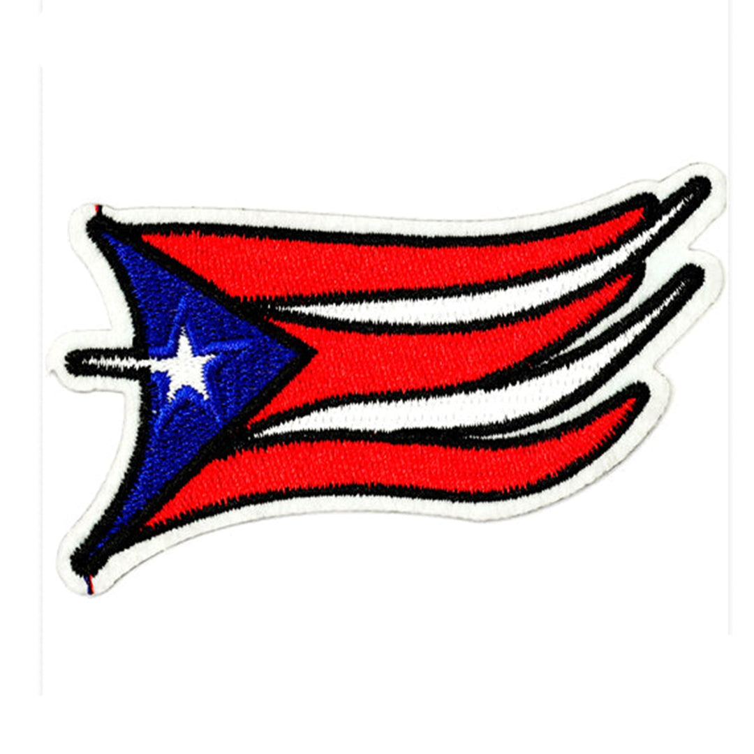 Peel & Stick,  Embroidered Patch,  Sew On Iron On Patch Applique,  Flag PR Style,   12-Pack