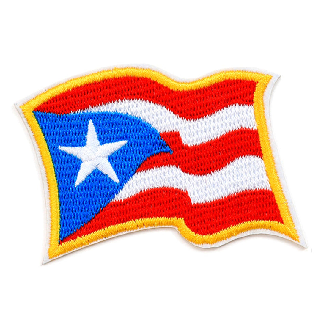Peel & Stick,  Embroidered Patch,  Sew On Iron On Patch Applique,  Flag PR Style,   12-Pack