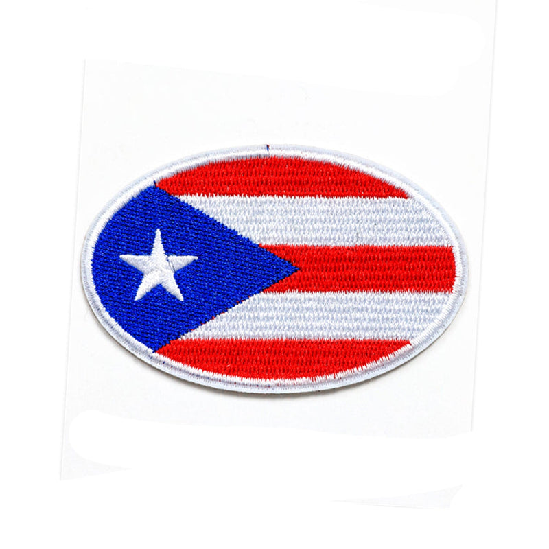 Peel & Stick,  Embroidered Patch,  Sew On Iron On Patch Applique,  Flag PR Style,   12-Pack