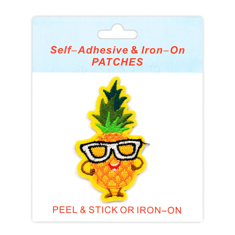 Pineapple Style Peel & Stick, Embroidered Patch, Sew On Iron On Patch Applique, 12-Pack