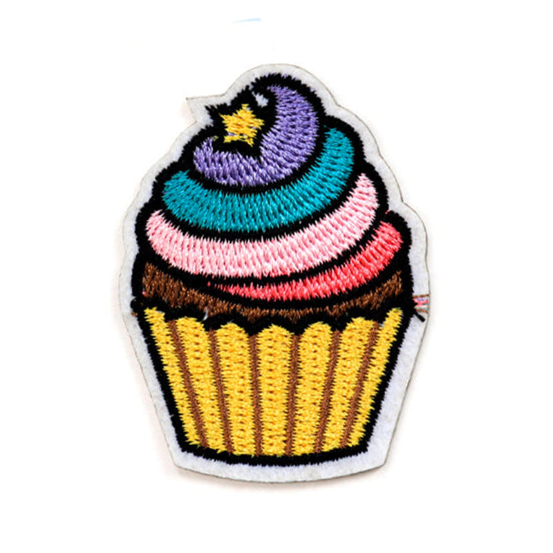 Peel & Stick,  Embroidered Patch,  Sew On Iron On Patch Applique,  Cupcake Style,   10-Pack