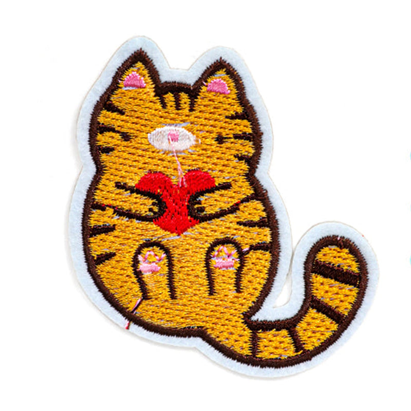 Peel & Stick,  Embroidered Patch,  Sew On Iron On Patch Applique,  Cat Style,   12-Pack