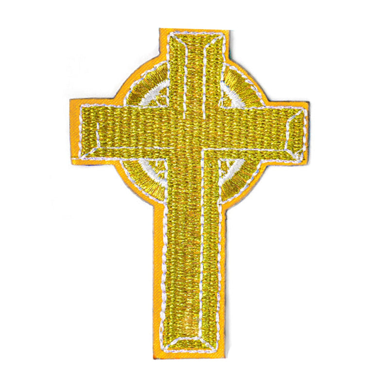 Peel & Stick,  Embroidered Patch,  Sew On Iron On Patch Applique,  Cross Style,   12-Pack