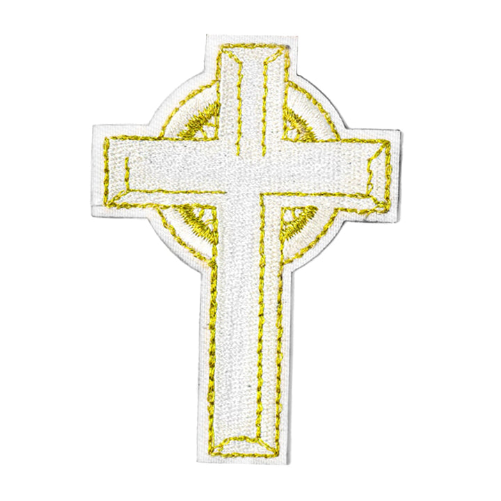 Peel & Stick,  Embroidered Patch,  Sew On Iron On Patch Applique,  Cross Style,   12-Pack