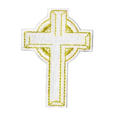 Peel & Stick,  Embroidered Patch,  Sew On Iron On Patch Applique,  Cross Style,   12-Pack