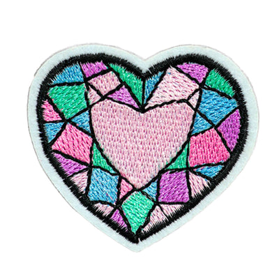 Peel & Stick,  Embroidered Patch,  Sew On Iron On Patch Applique,  Heart Style,   12-Pack