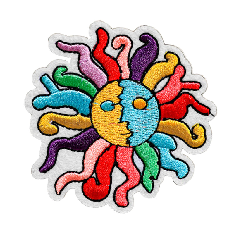 Peel & Stick,  Embroidered Patch,  Sew On Iron On Patch Applique,  Day and Night Multicolor Style,   12-Pack