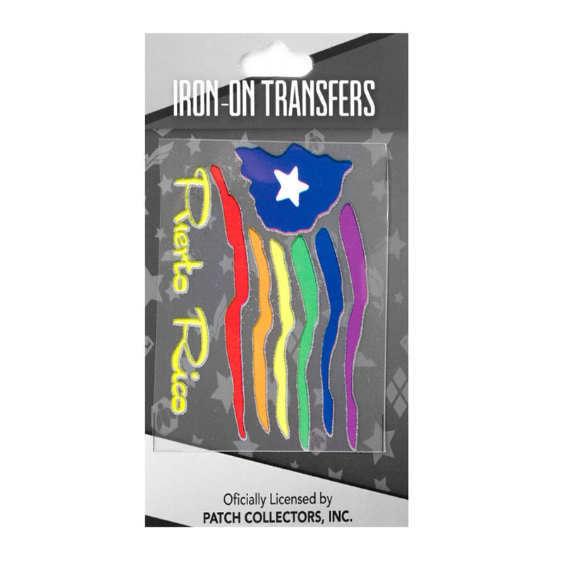 Iron On Transfers,  Heat Transfer Stickers Decals,  1 Piece,  PR Pride Flag Style,   12-Pack